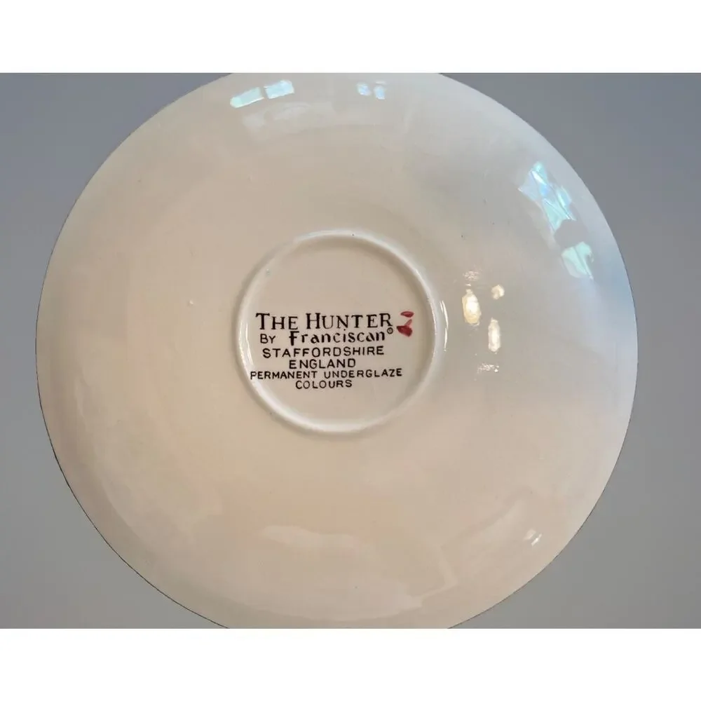 Franciscan Staffordshire England The Hunter MCM Multicolor Teacup & Saucer Set